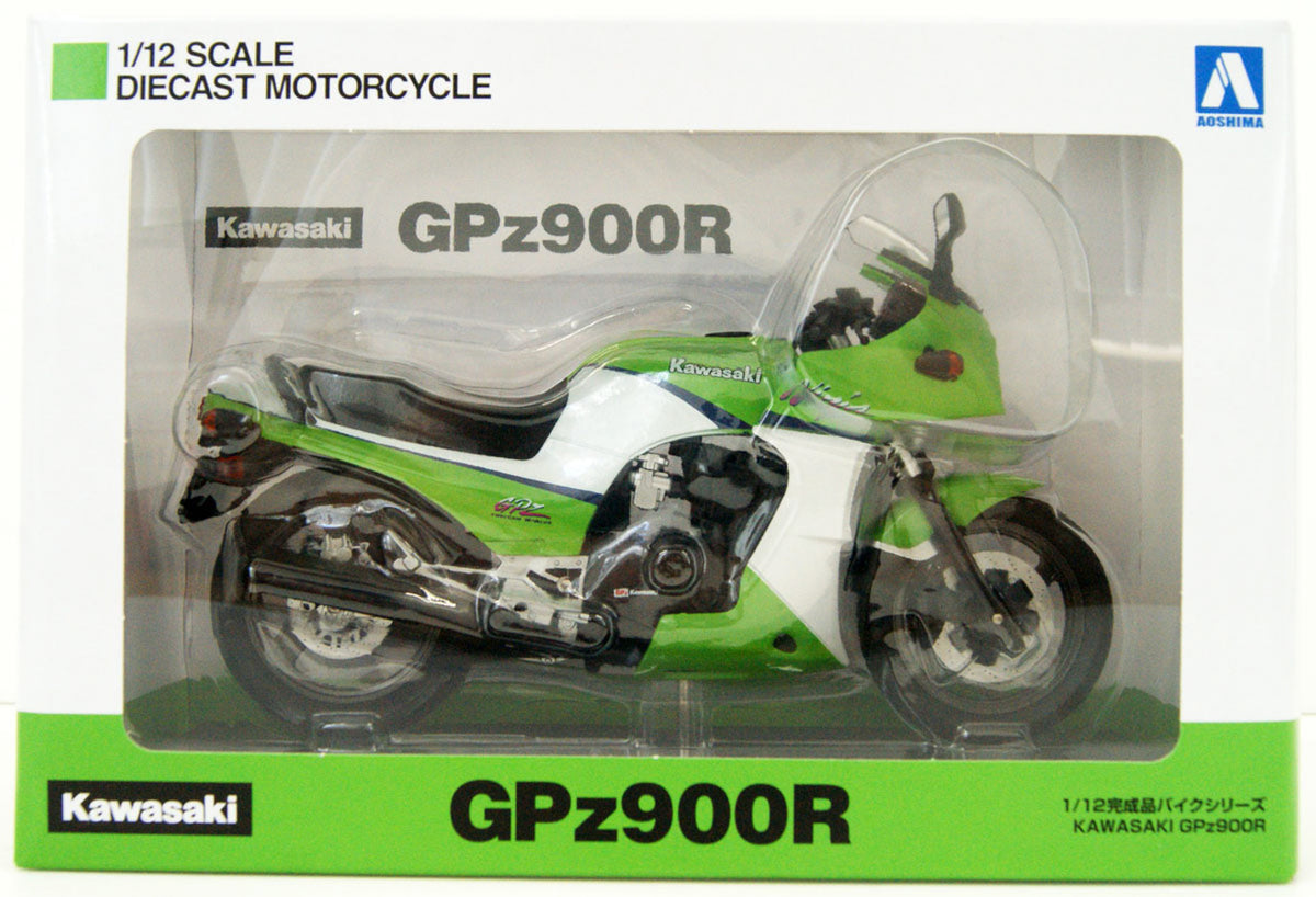 Aoshima 1/12 Kawasaki GPz900R Ninja Green/White Pre Built 109205