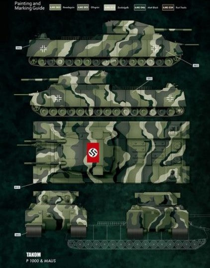 Takom 1/144 German Landkruezer P1000 Ratte + 2 Panzer VIII Maus