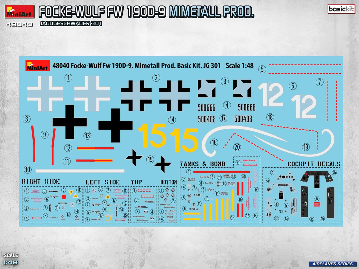 MiniArt 1/48 German Focke-Wulf 190D-9 Mimetall Prod. 48040