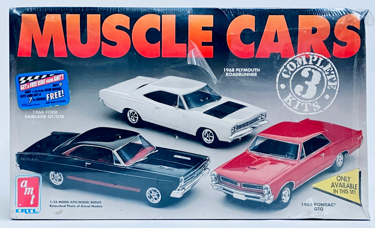 AMT 1/25 MUSCLE CARS 65 Pontiac GTO, 68 Plymouth Roadrunner, 66