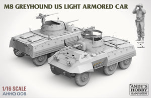 Andy's Hobby HQ/Takom 1/16 US M8 Greyhound US Light Armored Car w/ Figure AHHQ-008 COMING SOON!