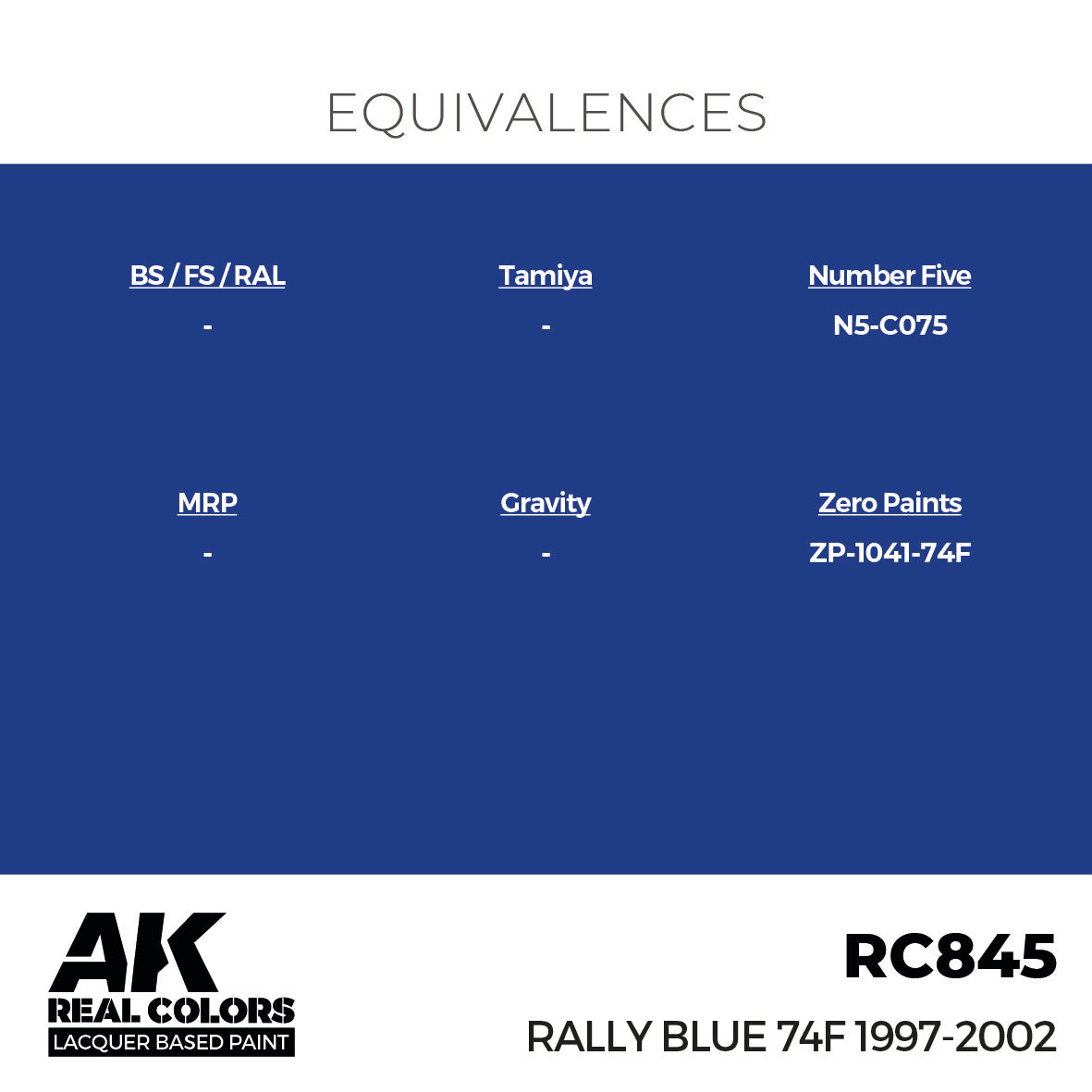 AK Interactive RC845 Real Colors Rally Blue 74F 1997-2002 17ml