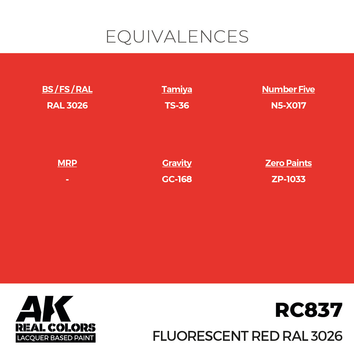 AK Interactive RC837 Real Colors Fluorescent Red RAL 3026 17ml