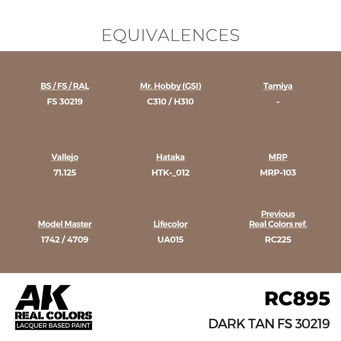 AK Interactive RC895 Real Colors Dark Tan FS 30219 17m – Burbank's
