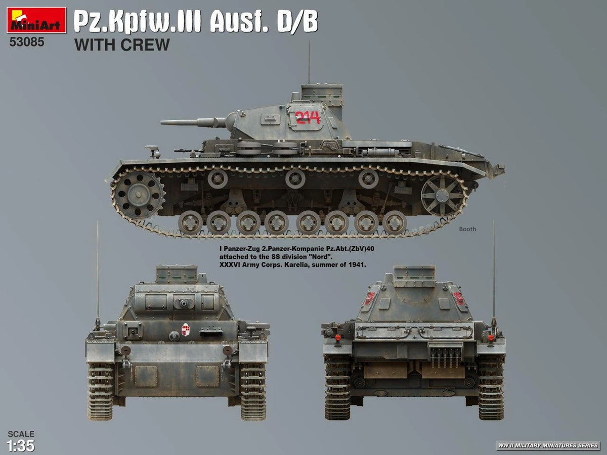 MiniArt 1/35 German PzKpfw.III Ausf. D/B w/ Crew 53085 – Burbank's