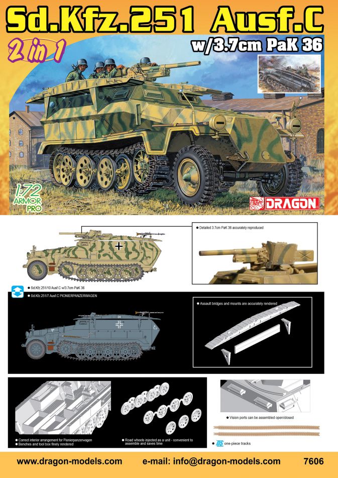 Dragon 1/72 German Sd.Kfz.251/7 Ausf.C Pionierpanzerwagen (2 in 1