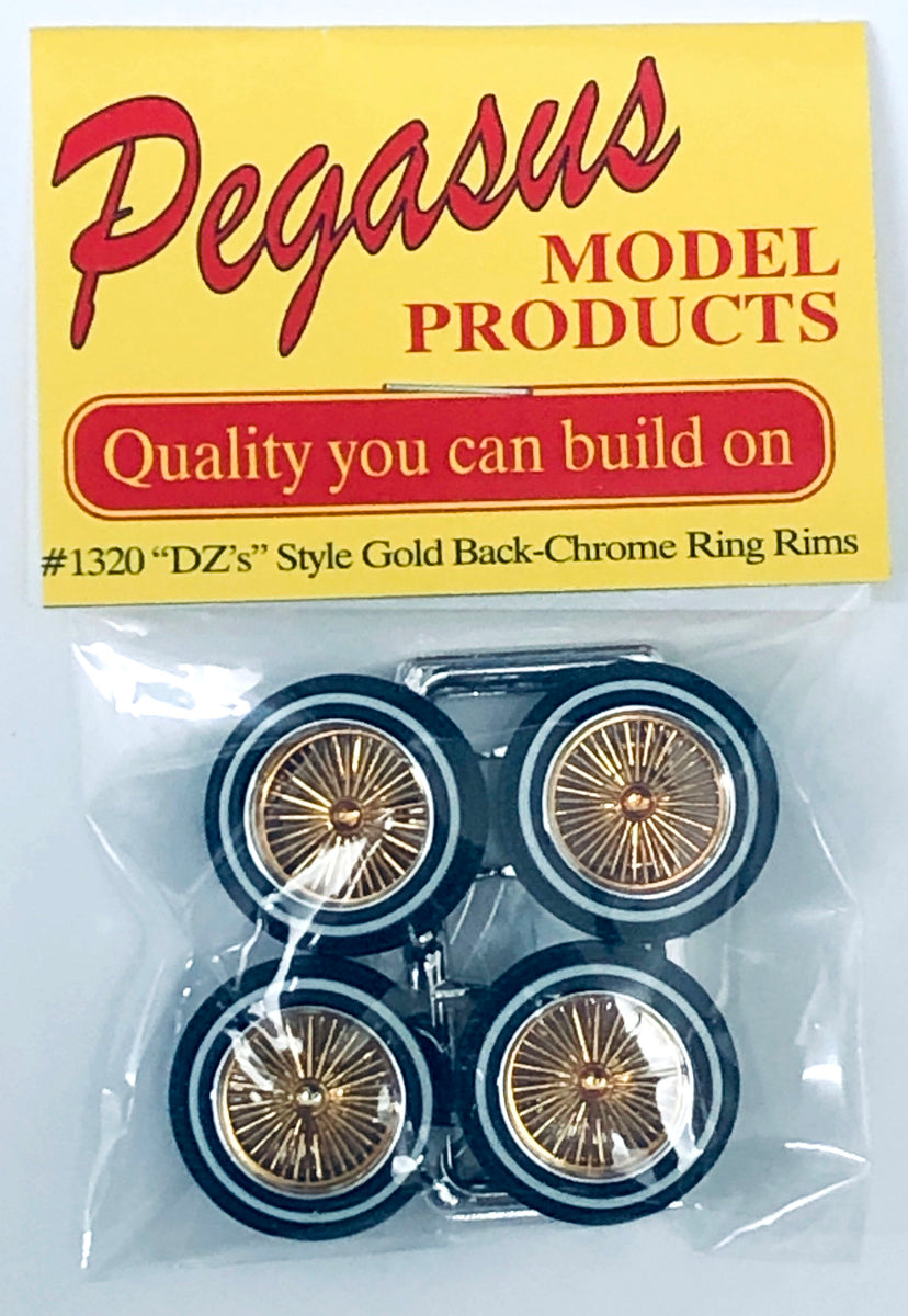 Pegasus 1/18 ゴールド ワイヤーホイールセット Pegasus 1/24 Rim & Tire Set 1320 