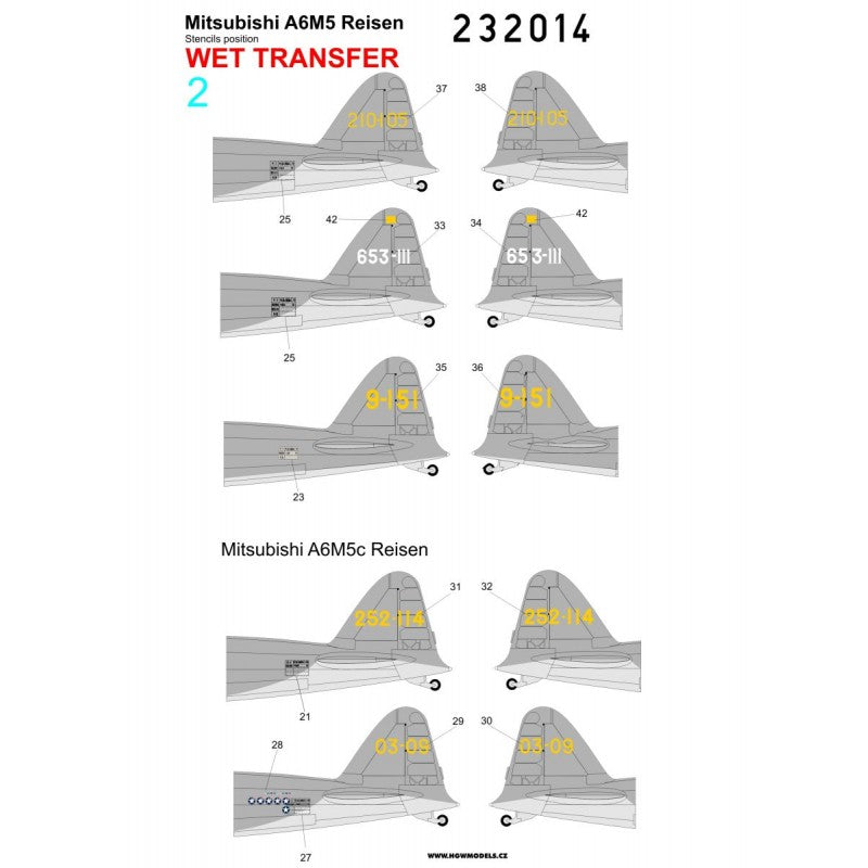 HGW 1/32 Japanese A6M5 Zero Stencils 232014 – Burbank's House of