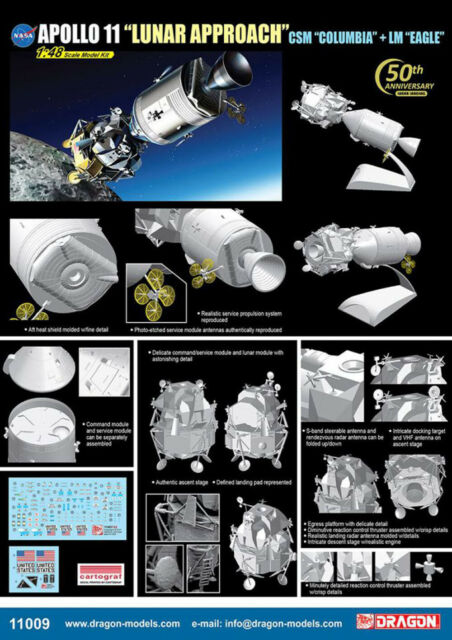 Dragon 1/48 Apollo 11 Lunar Approach CSM Columbia + Module Eagle