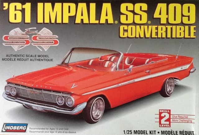 Lindberg 1/25 Impala SS 409 Convertible 1961 OPEN BOX KIT 72182C