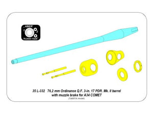 Aber 1/35 British 17PDR. Mk. II Barrel w/ Muzzle Brake MGs for A34 Comet 35 L-332