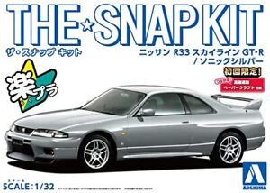 Aoshima 1/32 Snap Kit 15-D Nissan R33 Skyline GT-R Sonic Silver | P-Rex Hobby