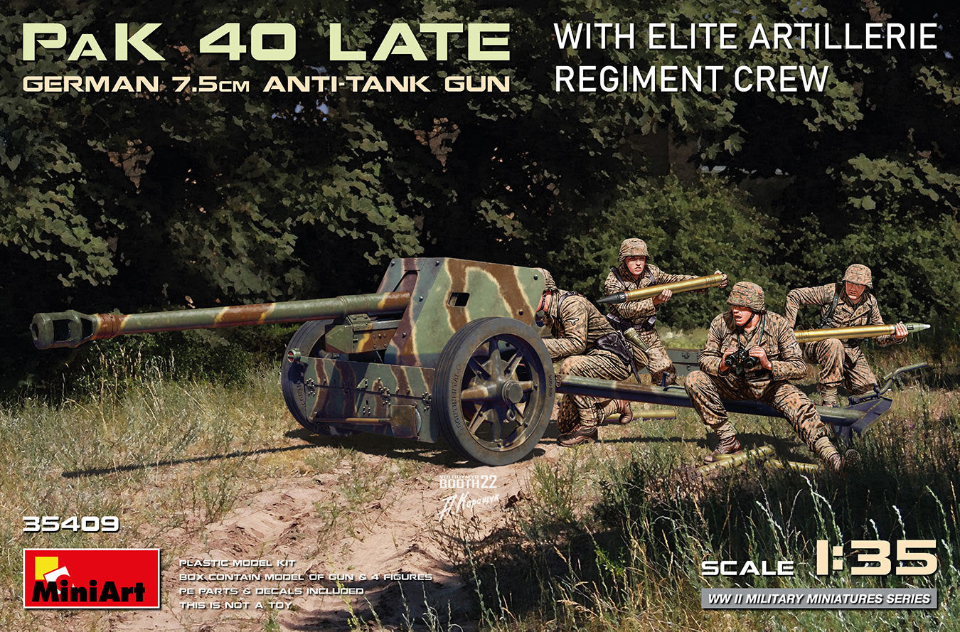 MiniArt 1/35 German 7.5cm Anti-Tank Gun PaK40 w/ Elite Crew 35409