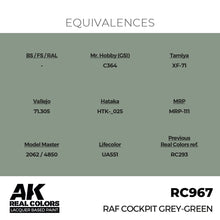 Load image into Gallery viewer, AK Interactive RC967 Real Colors RAF Cockpit Grey-Green 17ml