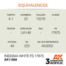 Load image into Gallery viewer, AK Interactive AK11868 Acrylic 3G Air Insignia White FS 17875 17ml