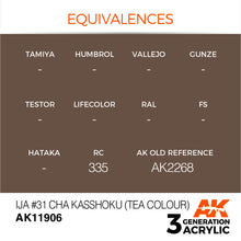 Load image into Gallery viewer, AK Interactive AK11906 Acrylic 3G Air #31 Cha Kasshoku (Tea Colour) 17ml