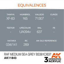 Load image into Gallery viewer, AK Interactive AK11843 Acrylic 3G Air RAF Medium Sea Grey BS381C/637 17ml