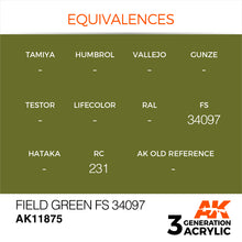 Load image into Gallery viewer, AK Interactive AK11875 Acrylic 3G Air Field Green FS 34097 17ml