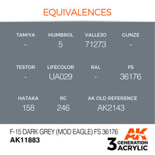 Load image into Gallery viewer, AK Interactive AK11883 Acrylic 3G Air F-15 Dark Grey (Mod Eagle) 17ml