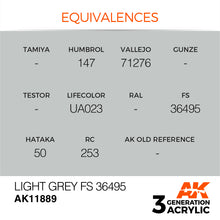 Load image into Gallery viewer, AK Interactive AK11889 Acrylic 3G Air Light Grey FS 36495 17ml
