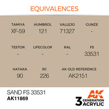 Load image into Gallery viewer, AK Interactive AK11869 Acrylic 3G Air Sand FS 33531 17ml
