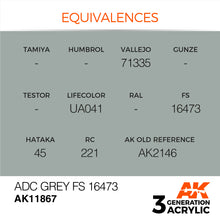 Load image into Gallery viewer, AK Interactive AK11867 Acrylic 3G Air ADC Grey FS 16473 17ml