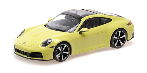 Modèle Réduit 1:18 MINICHAMPS Porsche 911 (992.2) Carrera Coupé Jaune Métallisé 2024 - Neuf