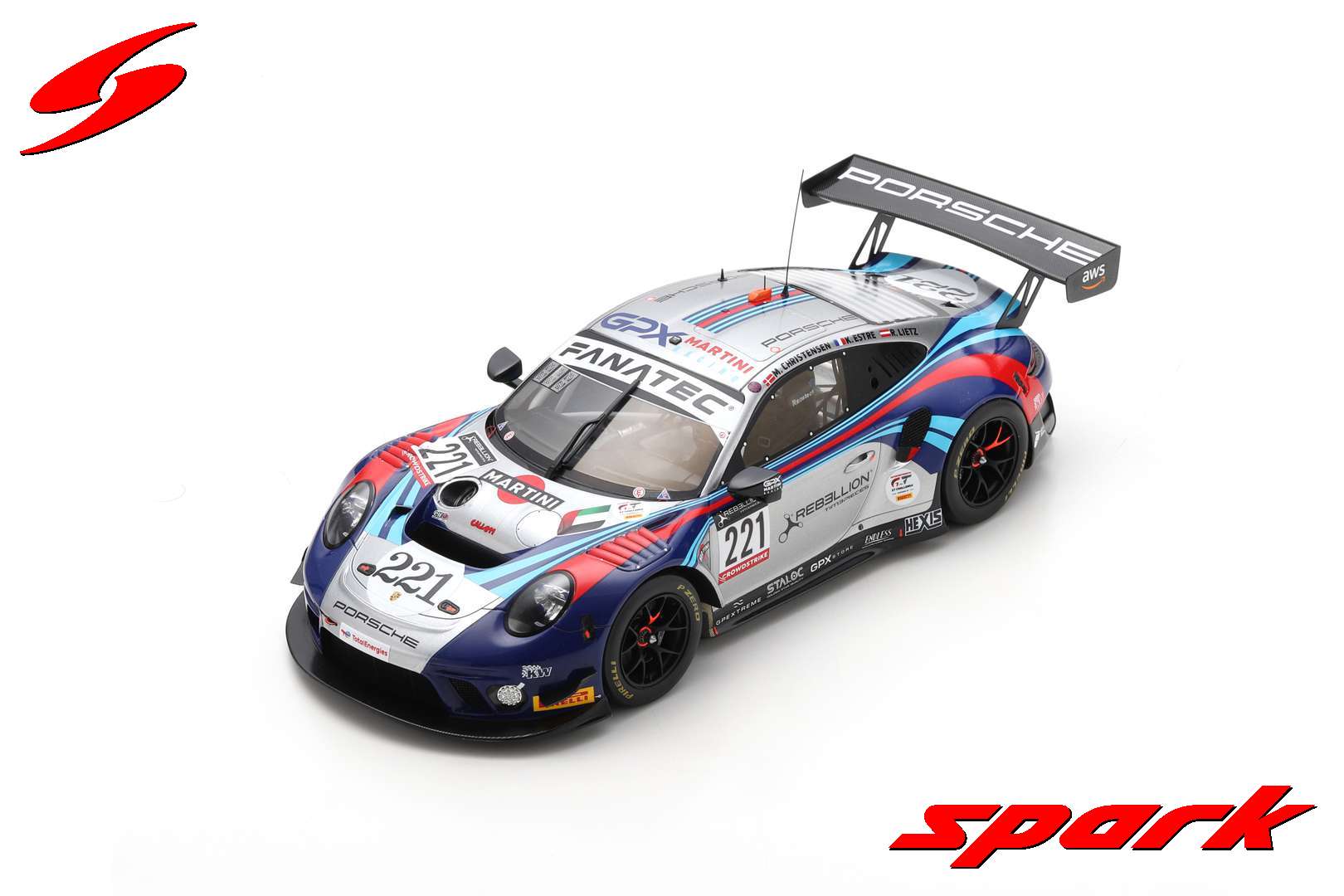 Spark 1/18 Porsche 911 GT3 R No.221 GPX Martini Racing 24H Spa 2022 18SB057
