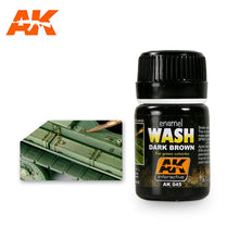 Load image into Gallery viewer, AK Interactive AK045 Dark Brown Wash for Green Vehicles 35ml