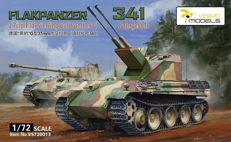 Vespid 1/72 “Flakpanzer 341” Tank 3.7cm Flakvierling auf Panther G VS720013