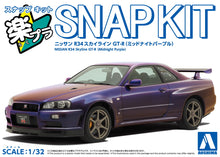 Load image into Gallery viewer, Aoshima Snap Kit 1/32 Nissan Skyline GT-R R34 Nur (Midnight Purple III) 12-MP 20046
