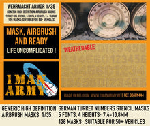 Load image into Gallery viewer, 1ManArmy 1/35 German Marking Mask WWII AFV Turret Number Stencil 35GEN444