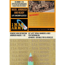 Load image into Gallery viewer, 1ManArmy 1/35 US Late Serial Numbers 4 Inch for Sherman M4 Paint Masks 35GEN404