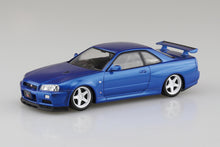 Load image into Gallery viewer, Aoshima Snap Kit 1/32 Nissan Skyline GT-R R34 Bayside Blue 11-SP1 06630