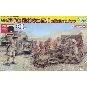 Dragon 1/35 British 25-Pdr Field Gun Mk.II with Limber & Crew - Smart Kit 6675