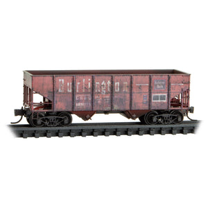 Micro-Trains N CB&Q 33' Rib Side 2-Bay Hoppers Weathered 2-Pack 983 05 089