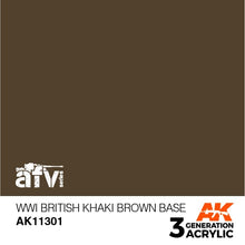 Load image into Gallery viewer, AK Interactive AK11301 Acrylic 3G AFV WWI British Khaki Brown Base 17ml