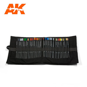 AK Interactive AK10048 Weathering Pencils for Modeling with Cloth Case (All 37 Colours)