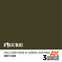 Load image into Gallery viewer, AK Interactive AK11425 Acrylic 3G Figure Field Grey Base #1 (Green uniform) 17ml
