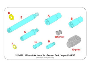 Aber 1/35 German 120 mm L/44 Barrel for Leopard 2A4/A5 35 L-129