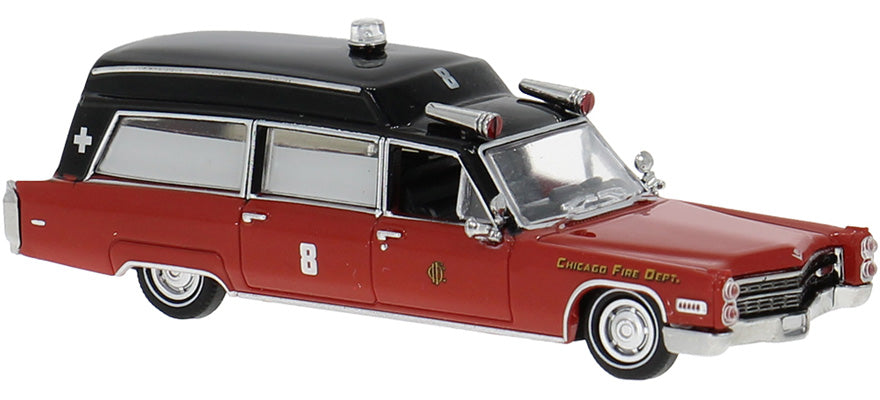 Brekina 1/87 HO Cadillac Meteor Ambulance 1966 Chicago Fire