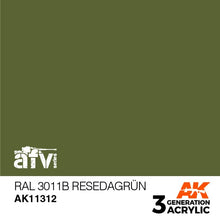 Load image into Gallery viewer, AK Interactive AK11312 Acrylic 3G AFV RAL 6011B Resedagrün 17ml