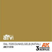 Load image into Gallery viewer, AK Interactive AK11318 Acrylic 3G AFV RAL 7028 Dunkelgelb (Initial) 17ml