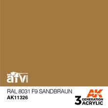 Load image into Gallery viewer, AK Interactive AK11326 Acrylic 3G AFV RAL 8031 F9 Sandbraun 17ml