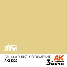 Load image into Gallery viewer, AK Interactive AK11320 Acrylic 3G AFV RAL 7028 Dunkelgelb (Variant) 17ml