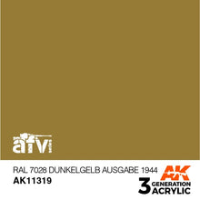 Load image into Gallery viewer, AK Interactive AK11319 Acrylic 3G AFV RAL 7028 Dunkelgelb Ausgabe 1944 17ml