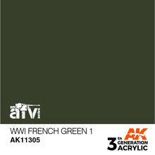 Load image into Gallery viewer, AK Interactive AK11305 Acrylic 3G AFV WWI French Green 1 17ml