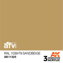 Load image into Gallery viewer, AK Interactive AK11325 Acrylic 3G AFV RAL 1039 F9 Sandbeige 17ml