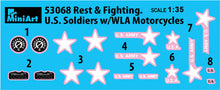 Load image into Gallery viewer, Miniart 1/35 US Soldiers Rest and Fighting w/ WLA Motorcycles 53068