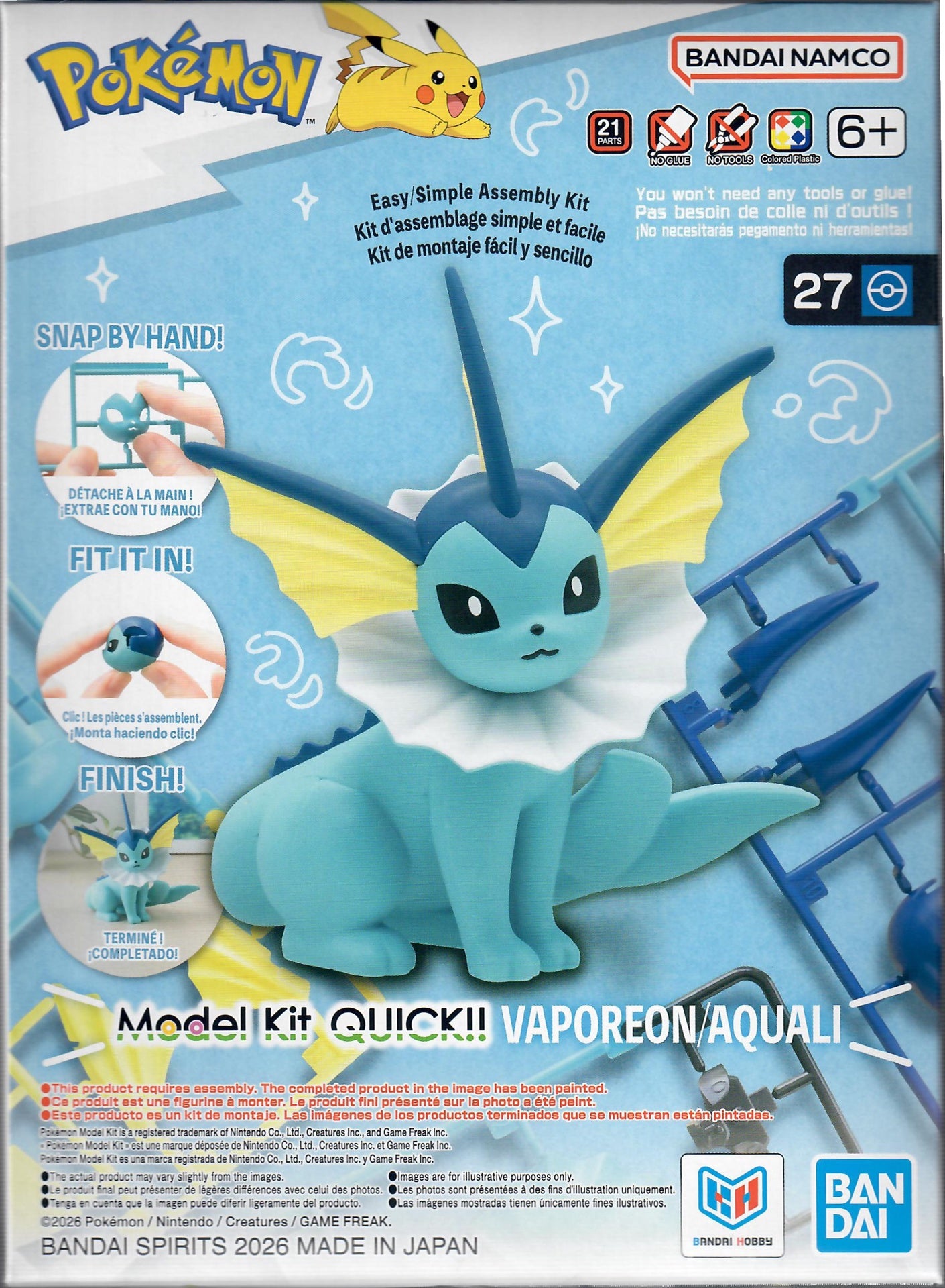 シャワーズ バンダイ カードダス Vaporeon Bandai Bandai Pokemon #27 Vaporeon/Aquuali Quick Kit 2857776' – Burbank's